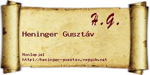 Heninger Gusztáv névjegykártya